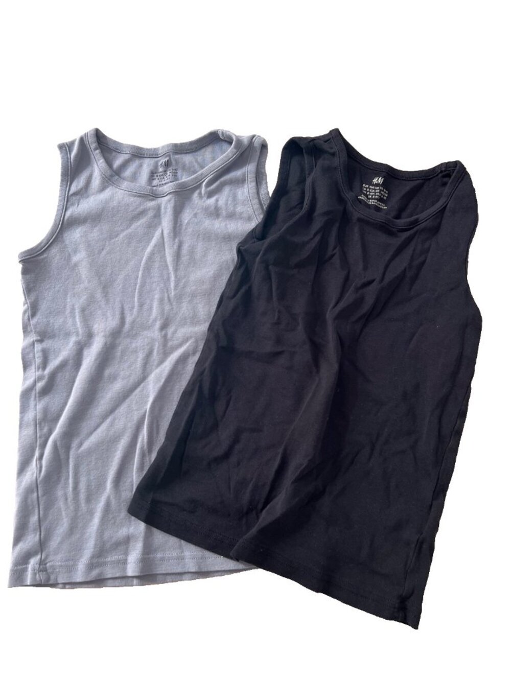 H&M Boy's Kids Undershirts Set of 2 Black / Grey ( 8-10 yrs )